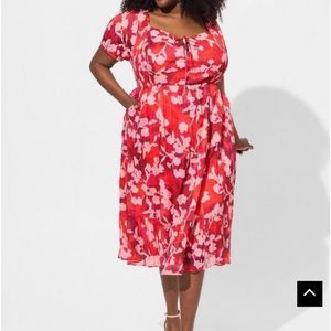 Torrid Red and Pink Floral Dress